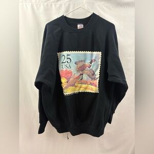 Vintage 1988 Postage Stamp Men’s Sweatshirt Size XXL USPS Black Bird